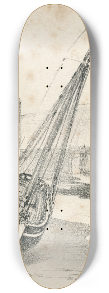 Pieter van Loon - Een zeilboot op het strand bij Dover 8.25 inch art skate deck
