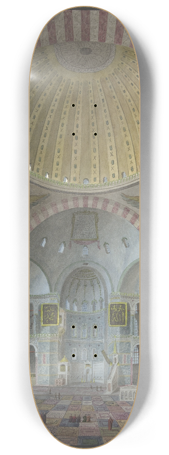 Prosper Marilhat - Interieur van de Aya Sophia met geknielde en staande Turken 8.25 inch art skate deck