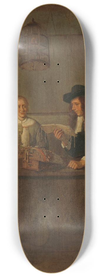 Quirijn Van Brekelenkam - Interior with Lace-Worker and a Visitor 8.25 inch art skate deck