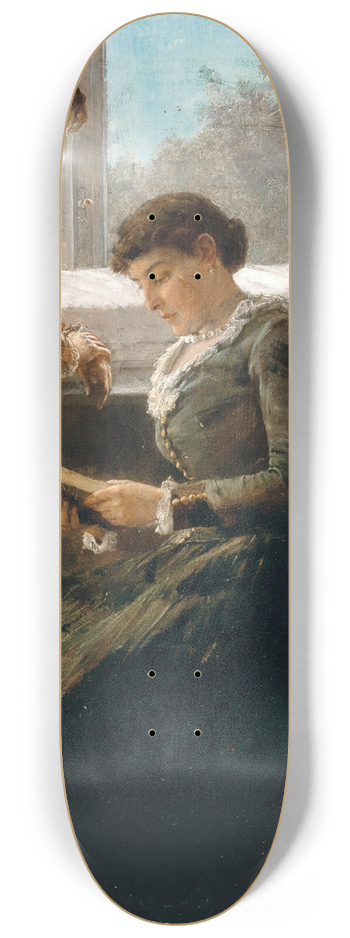 Raimund Ritter von Wichera - Reading by the Window 8.25 inch art skate deck