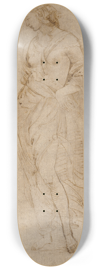 Raphael - Female Figure with a Tibia, and Ornamental Studies 8.25 inch art skate deck
