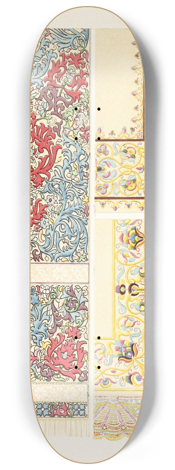 John Charles Robinson - Linen Scarf, Embroidered with Silk, Ancient Embroidered Silk Table-cover 8.25 inch art skate deck