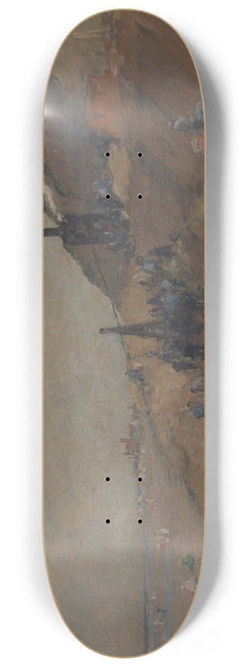 Richard Baseleer - Dike Building on the Beach at Knokke 8.25 inch art skate deck