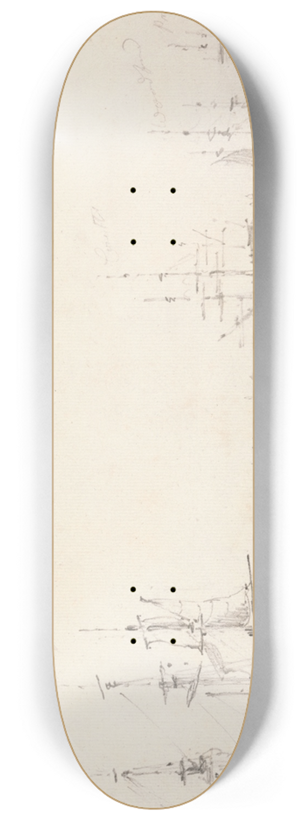 John Constable - Four East Indiamen at Archor 8.25 inch art skate deck