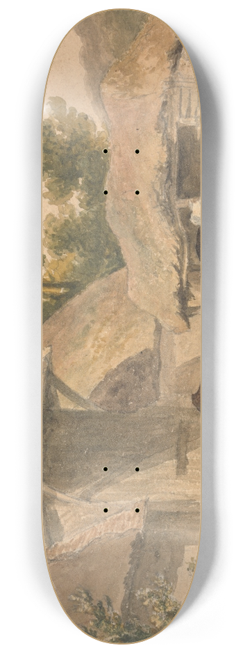 Robert Hills - Farmyard with Horses Waiting 8.25 inch art skate deck