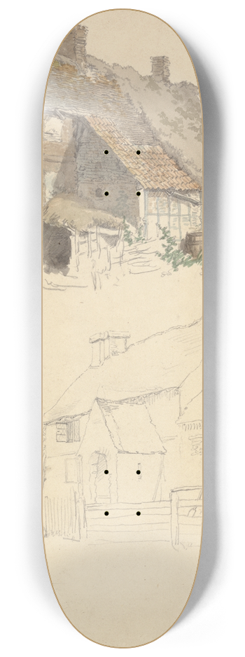 Robert Hills - Sketches of Cottages; Two Studies on one Sheet 8.25 inch art skate deck