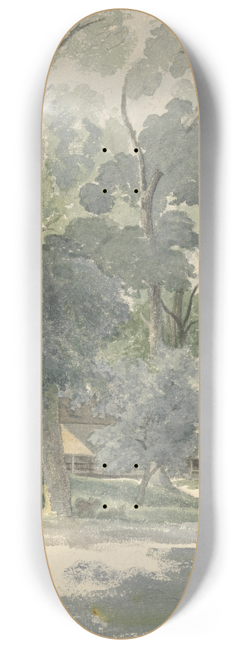 Robert Hills - Trees and Barns in Ashstead Park, Surrey 8.25 inch art skate deck
