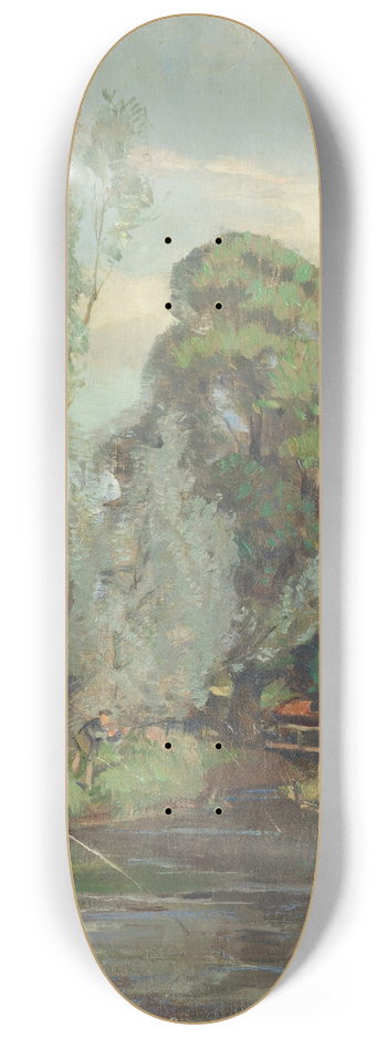 Robert Hope - Fishing by a riverside 8.25 inch art skate deck