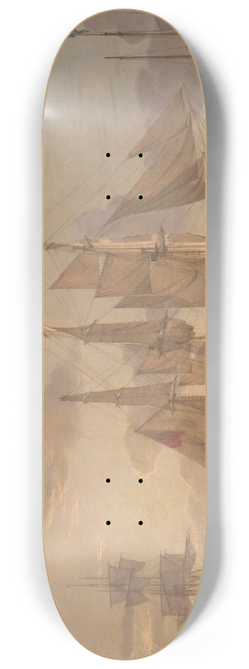 Robert Salmon - Ships in harbor 8.25 inch art skate deck