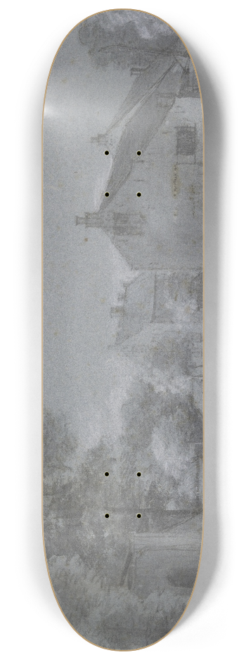 Roelant Roghman - Ein Dorf mit Baumgruppen an einem Fluss 8.25 inch art skate deck