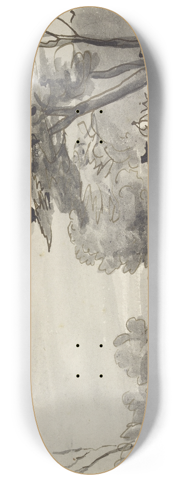 Roelant Roghman - Fluss mit waldigem Ufer, rechts ein Wagen und Reiter 8.25 inch art skate deck