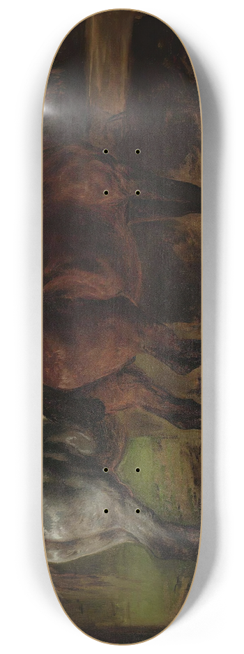 Rosa Bonheur - Two Horses In A Stable 8.25 inch art skate deck
