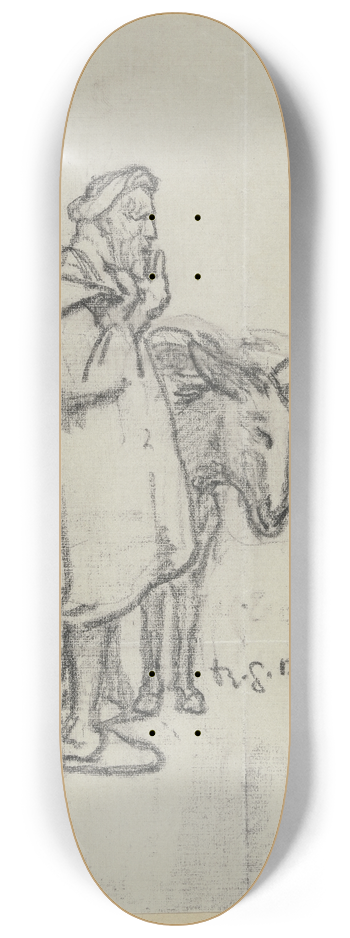 Rudolf Gudden - A man with a donkey 8.25 inch art skate deck