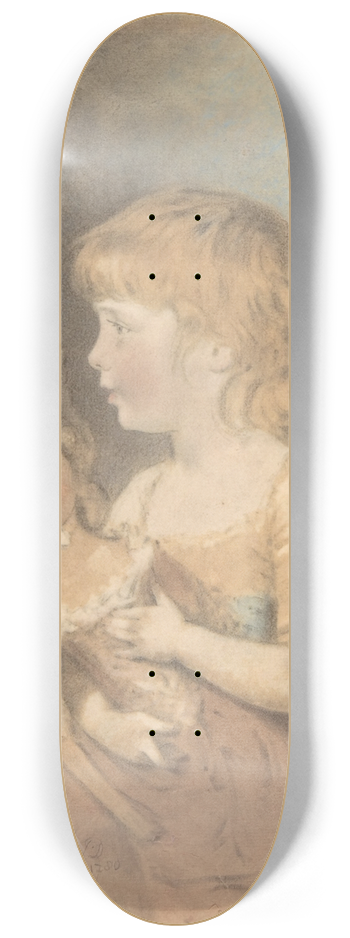 John Downman - Child Holding a Doll 8.25 inch art skate deck