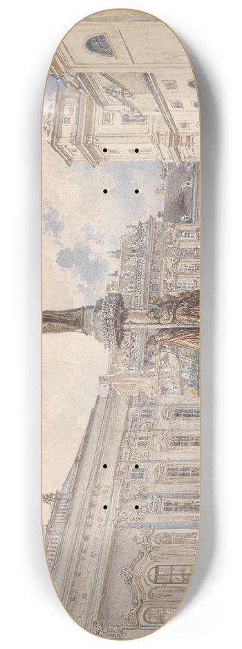 Rudolf von Alt - Freyung mit Austriabrunnen 8.25 inch art skate deck