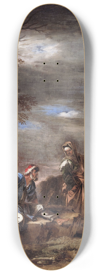 Salvator Rosa - Landscape with Figures 8.25 inch art skate deck