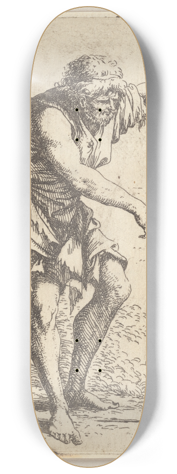 Salvator Rosa - Peasant with Staff 8.25 inch art skate deck