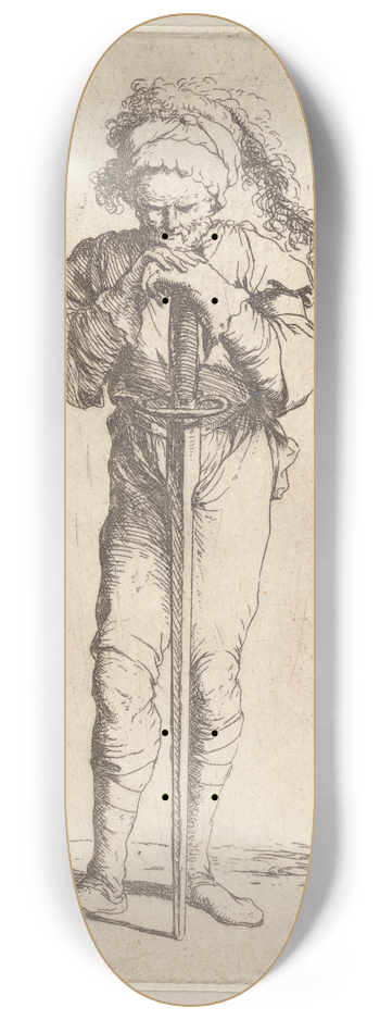 Salvator Rosa - Soldier Holding a Long Sword with Both Hands 8.25 inch art skate deck