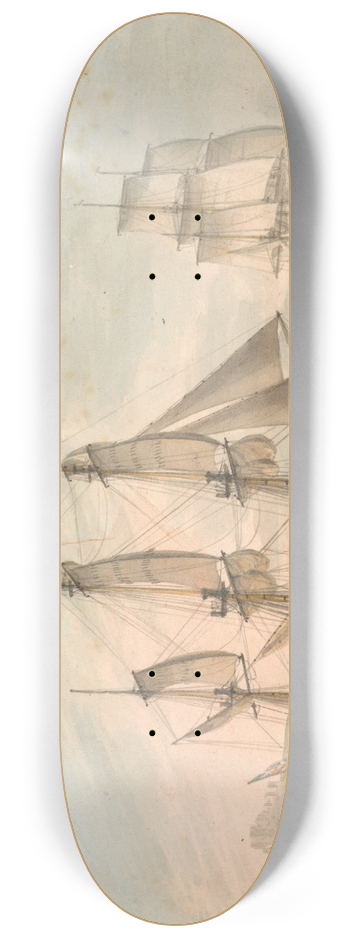 Samuel Atkins - Ships of the Line off Dover 8.25 inch art skate deck