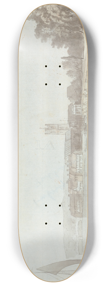 Samuel Davis - West Country Town by a River 8.25 inch art skate deck