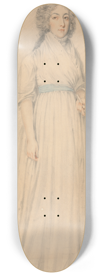 Samuel de Wilde - A Lady, full length, Wearing a Blue Sash and Holding a Fan 8.25 inch art skate deck