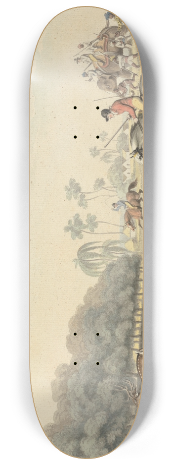Samuel Howitt - Hunting a Hog-Deer 8.25 inch art skate deck