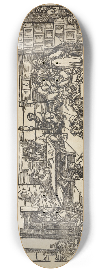 Sebald Beham - Die Spinnstube 8.25 inch art skate deck