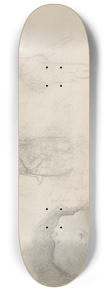 Signe Scheel - Barneportrett; studier av barn; riss av fugler 8.25 inch art skate deck