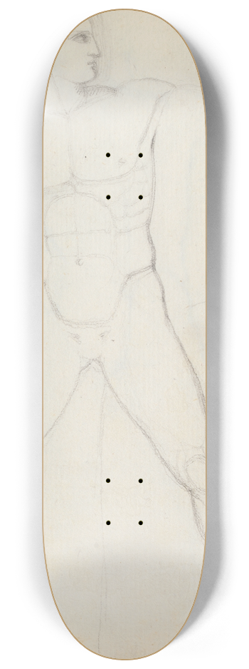 John Flaxman - The Left-hand Horse Tamer, Piazza del Quirinale, Monte Cavallo, Rome 8.25 inch art skate deck