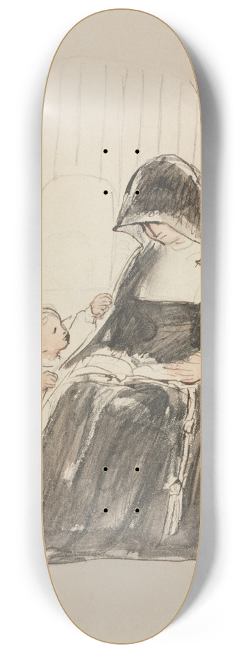 Sir David Wilkie - Nun Reading to a Child 8.25 inch art skate deck
