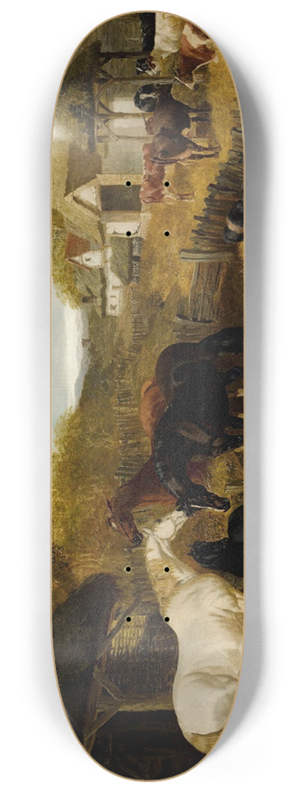 John Frederick Herring Jr. - Cattle, Pigs, Ducks, Chickens And Horses In A Farmyard 8.25 inch art skate deck