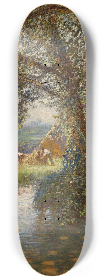 Sir George Clausen - Haymakers by the stream 8.25 inch art skate deck