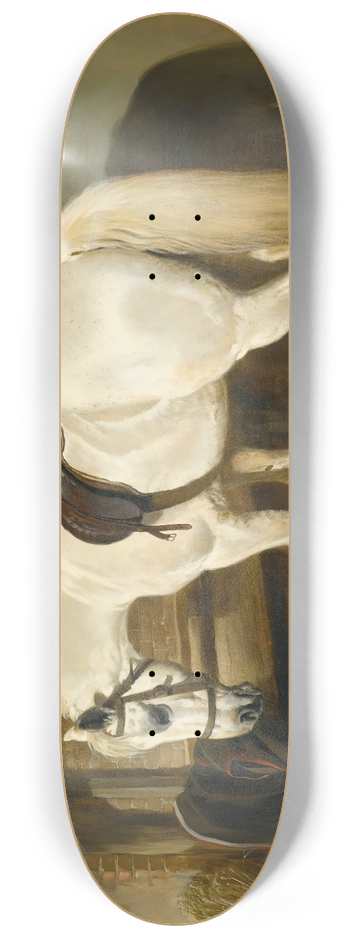 John Frederick Herring Snr. - A Grey Pony In A Stable With Ducks 8.25 inch art skate deck