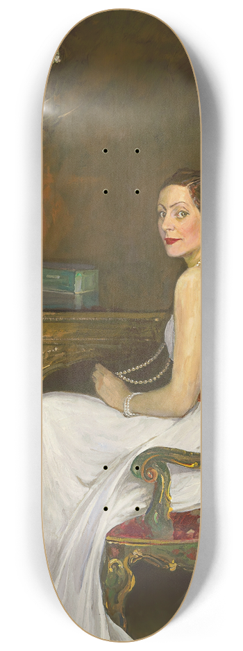 Sir John Lavery - The Lady in White, Viscountess Wimborne 8.25 inch art skate deck