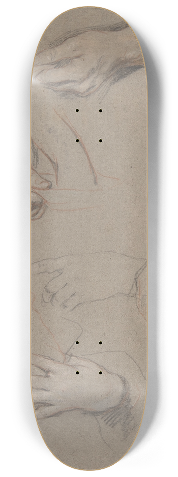 Sir Peter Lely - Studies of Hands 8.25 inch art skate deck