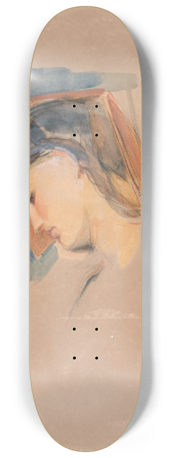 John Frederick Lewis - Head of a Young Woman 8.25 inch art skate deck