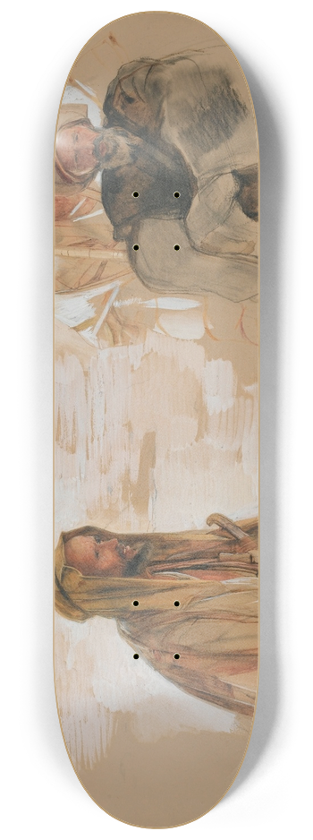 John Frederick Lewis - Study Of Three Arabs 8.25 inch art skate deck