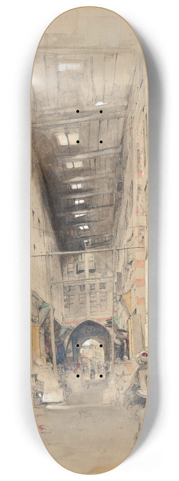John Frederick Lewis - The Bezestein Bazaar, El Khan Khalil, Cairo 8.25 inch art skate deck