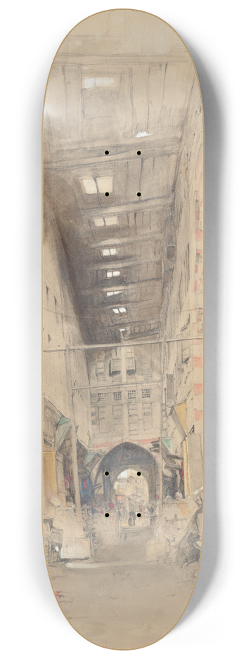 John Frederick Lewis - The Bezestein Bazaar, El Khan Khalil, Cairo 8.25 inch art skate deck