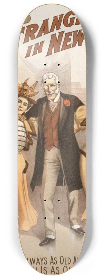 Strobridge & Co. Lith. - Hoyts A stranger in New York 8.25 inch art skate deck