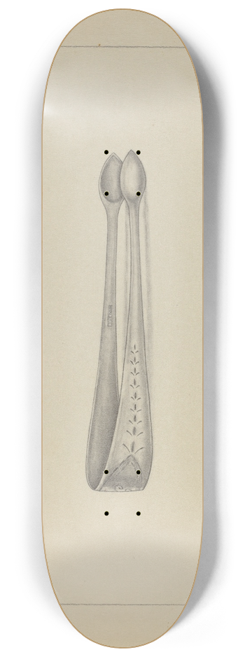Suzanne Roy - Silver Sugar Tongs 8.25 inch art skate deck