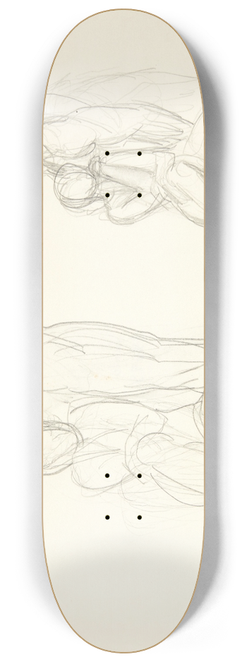 Svend Rathsack - Studieblad med tre udkast til en gruppe med stende og siddende kvinde 8.25 inch art skate deck