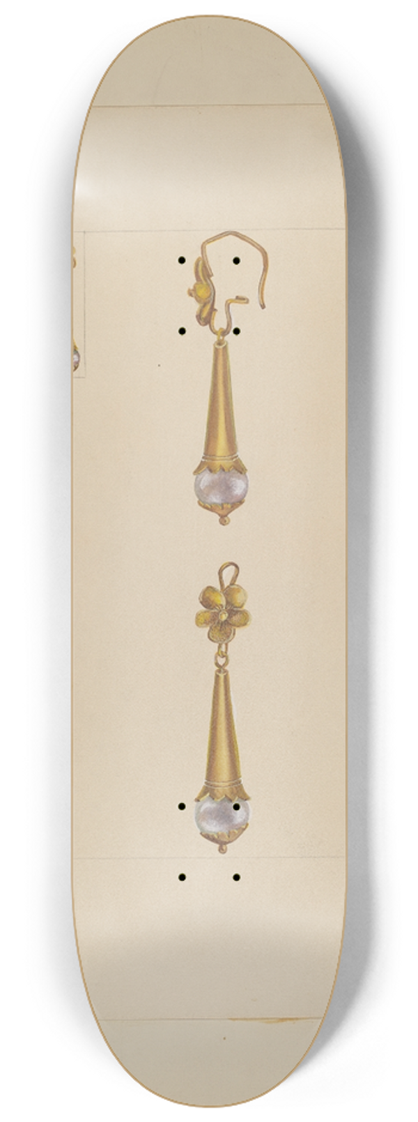 American 20th Century - Earrings 8.25 inch art skate deck