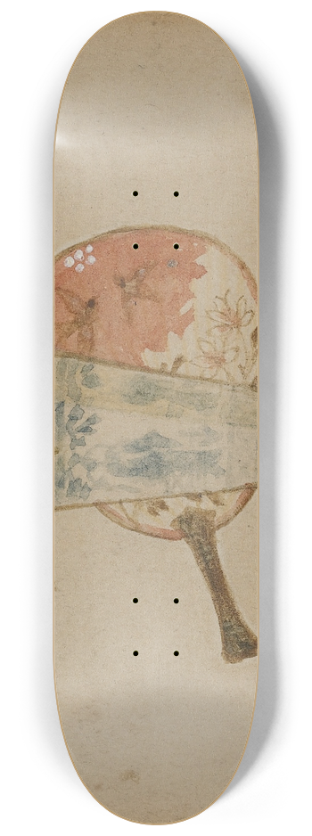 John George Sowerby - Vignette of fan and vase on a shelf 8.25 inch art skate deck