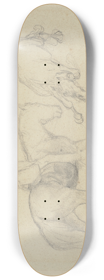 Teutwart Schmitson - Reiter mit gefallenem Pferd 8.25 inch art skate deck
