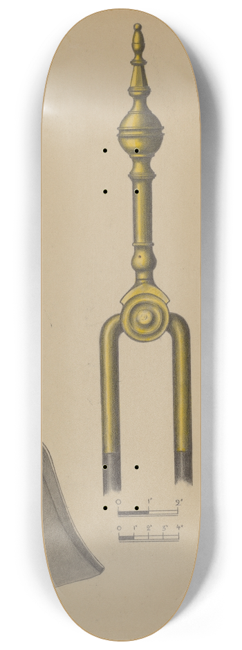 American 20th Century - Fire Tongs and Shovel 8.25 inch art skate deck
