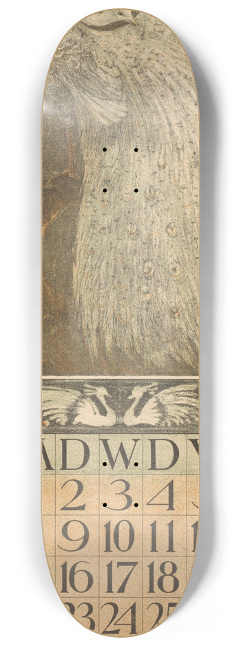 Theo van Hoytema - Kalenderblad augustus met witte pauw 8.25 inch art skate deck