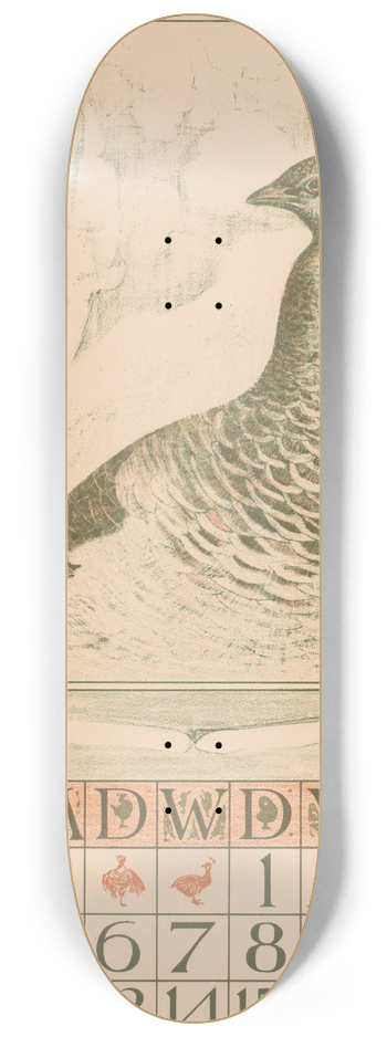 Theo van Hoytema - Kalenderblad januari met pauw 8.25 inch art skate deck