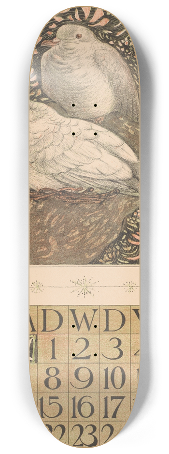 Theo van Hoytema - Kalenderblad mei met twee duiven 8.25 inch art skate deck