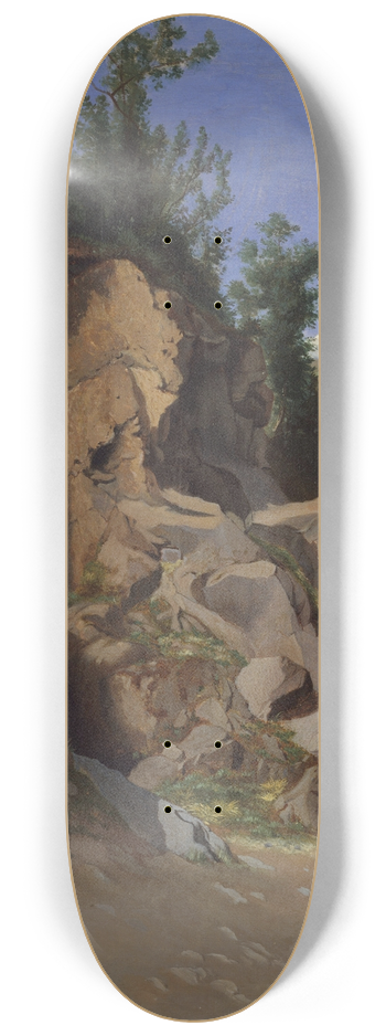 Thodore Caruelle d'Aligny - Landscape with a Cave 8.25 inch art skate deck